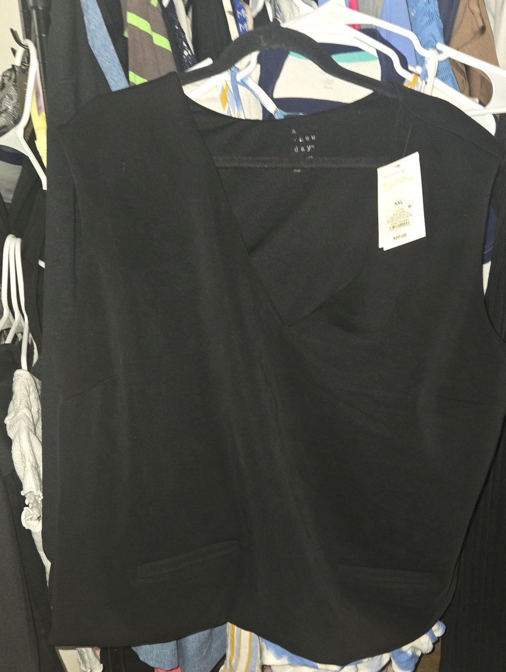 a new day Black V-Neck Women's Blouse